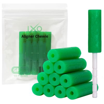 IXO Aligner Seater Chewies for Invisalign Aligners, Mint Scent, Bulk Pack in Resealable Bag (10 PCs) (Green)