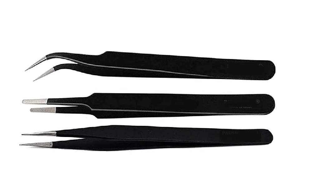 Axtella Non-Magnetic Stainless Steel Tweezers For Mobile, Gadget Repairing, Personal Care (Set of 3)