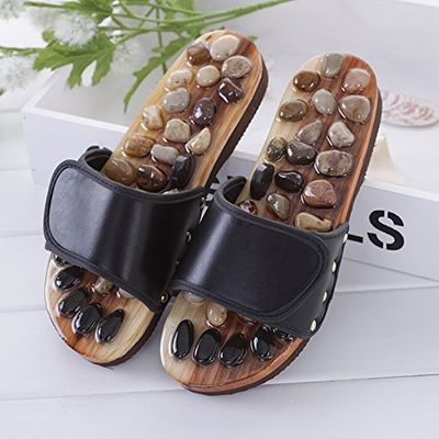 ACP ACUPRESSURE Acupoint Seniority Acupuncture Natural Cobblestone Agate Stone Foot Massage Slipper (39 to 40)