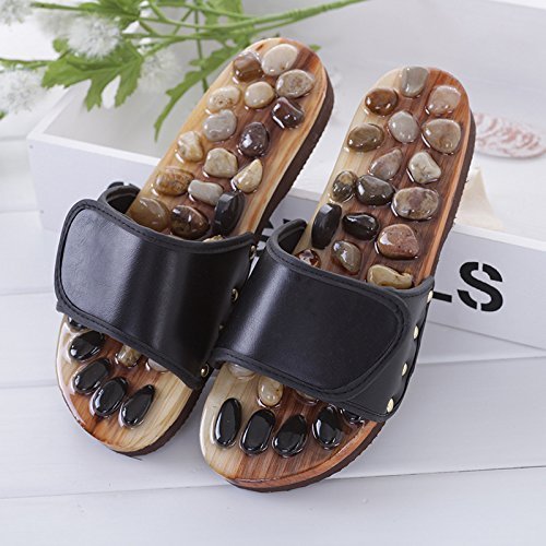 ACP ACUPRESSURE Acupoint Seniority Acupuncture Natural Cobblestone Agate Stone Foot Massage Slipper (39 to 40)