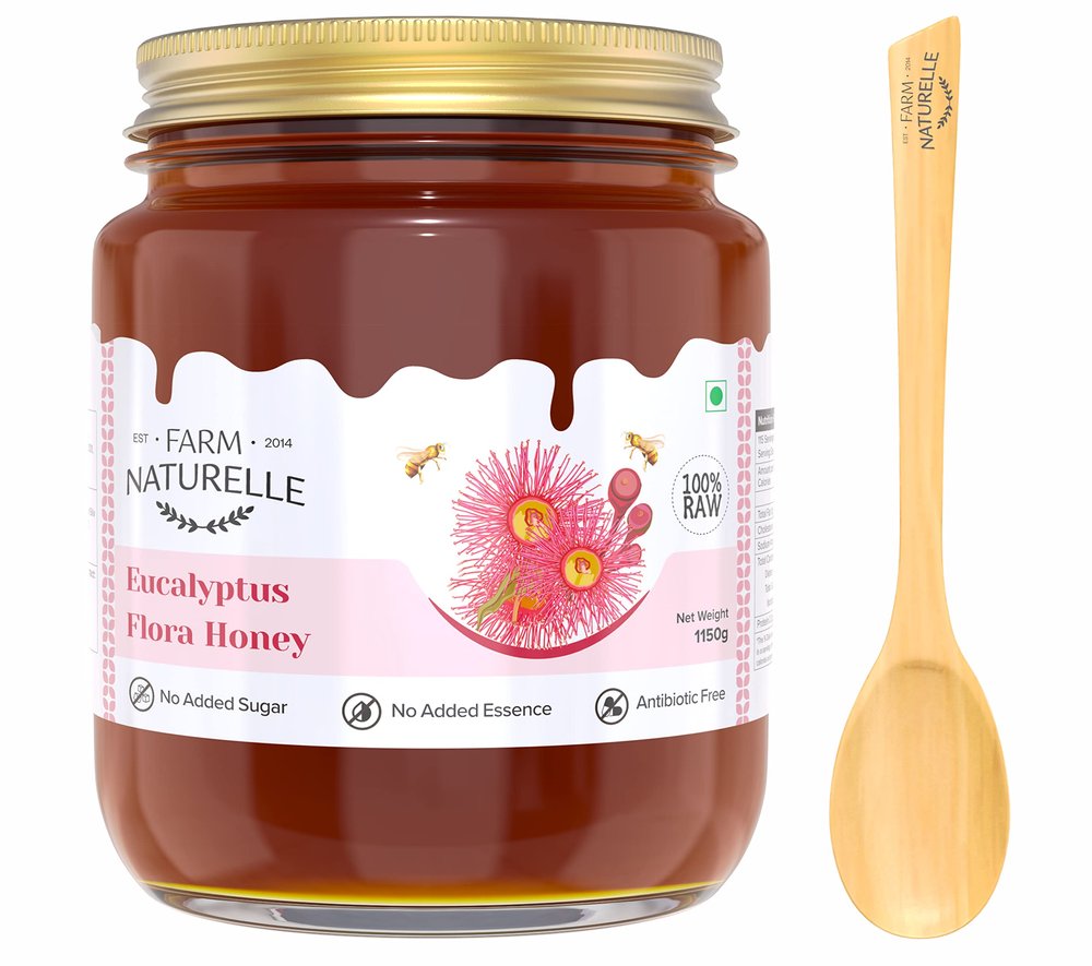 Farm Naturelle-Eucalyptus Flower Wild Forest (Jungle) Honey|850g+150 Extra and a wooden Spoon|Pure Honey, Raw | Natural Un-processed - Un-heated Honey | Lab Tested Honey.
