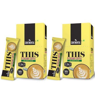 Continental THIS Creamy Instant Coffee Powder|3 In 1 Instant Premix Coffee Powder|180 Gram|Pack Of 2|Rich and Smooth Flavor|Convenient Single-Serve Sachets for Quick and Easy Coffee Anytime|360gm