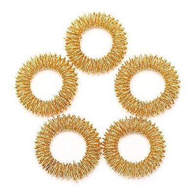 ACP ACUPRESURE Finger Massage Ring Acupuncture Health Care Relax Hand Massage Gold Tool 5pcs