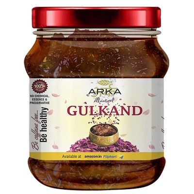 Arka All Natural Organic Gulkand Jam Sun-Cooked Damask Chaitri Roses | Improves Digestion | A Healthy Dessert | Natural Coolant 400gm