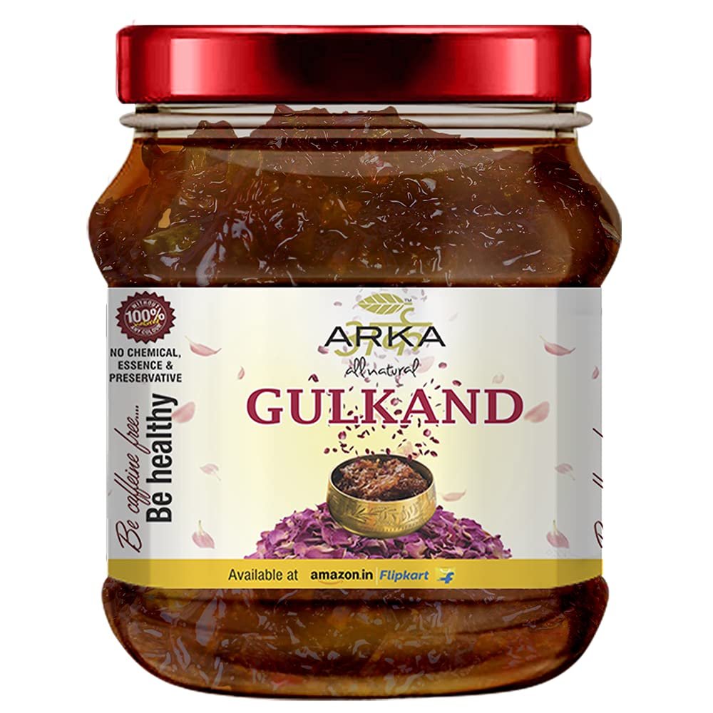 Arka All Natural Organic Gulkand Jam Sun-Cooked Damask Chaitri Roses | Improves Digestion | A Healthy Dessert | Natural Coolant 400gm