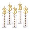 38th Birthday Paper Straw Decor, 24-Pack Real Gold Glitter Cut-Out Numbers Happy 38 Years Party Decorative Straws view 1
