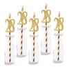 28th Birthday Paper Straw Decor, 24-Pack Real Gold Glitter Cut-Out Numbers Happy 28 Years Party Decorative Straws view 1