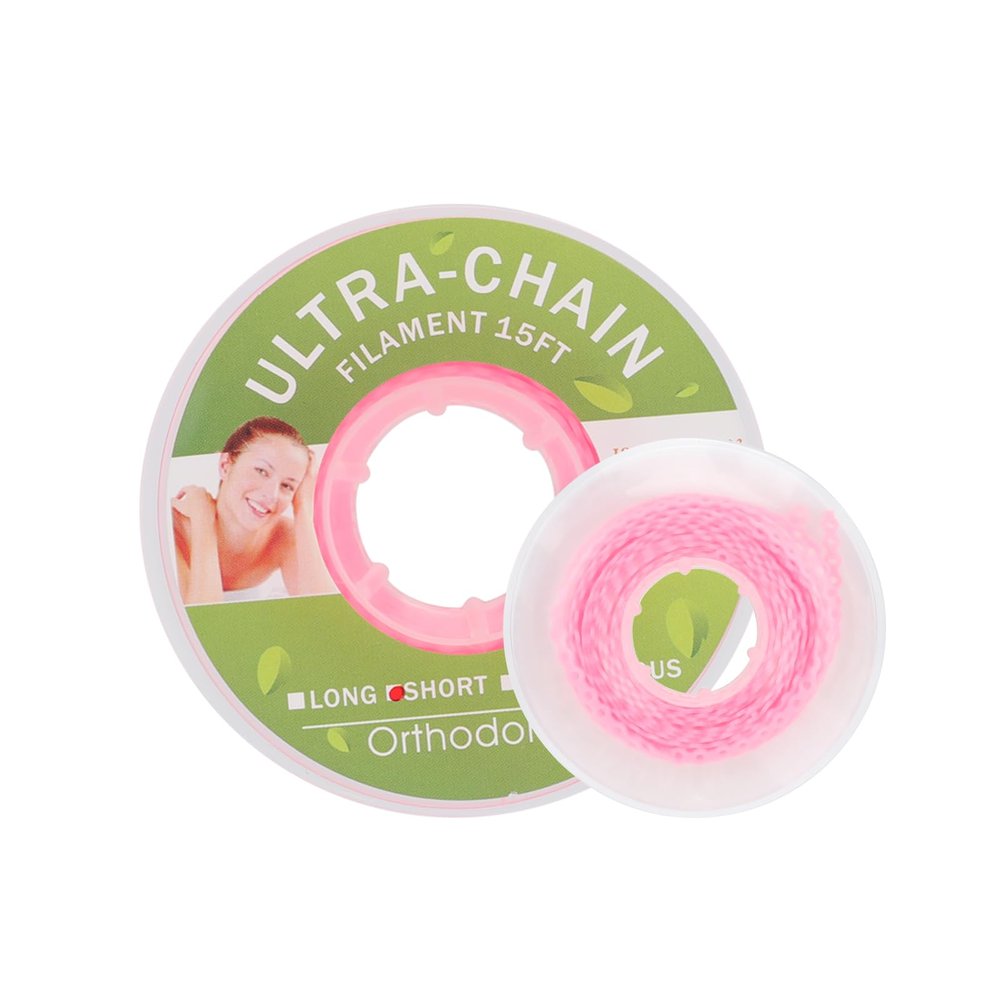 Colourful Dental Orthodontic Elastic Rubber Band Power Chain for Braces Short Long Continuous Sizes Orthodontic Treatment 1 pc (Open, Pink)
