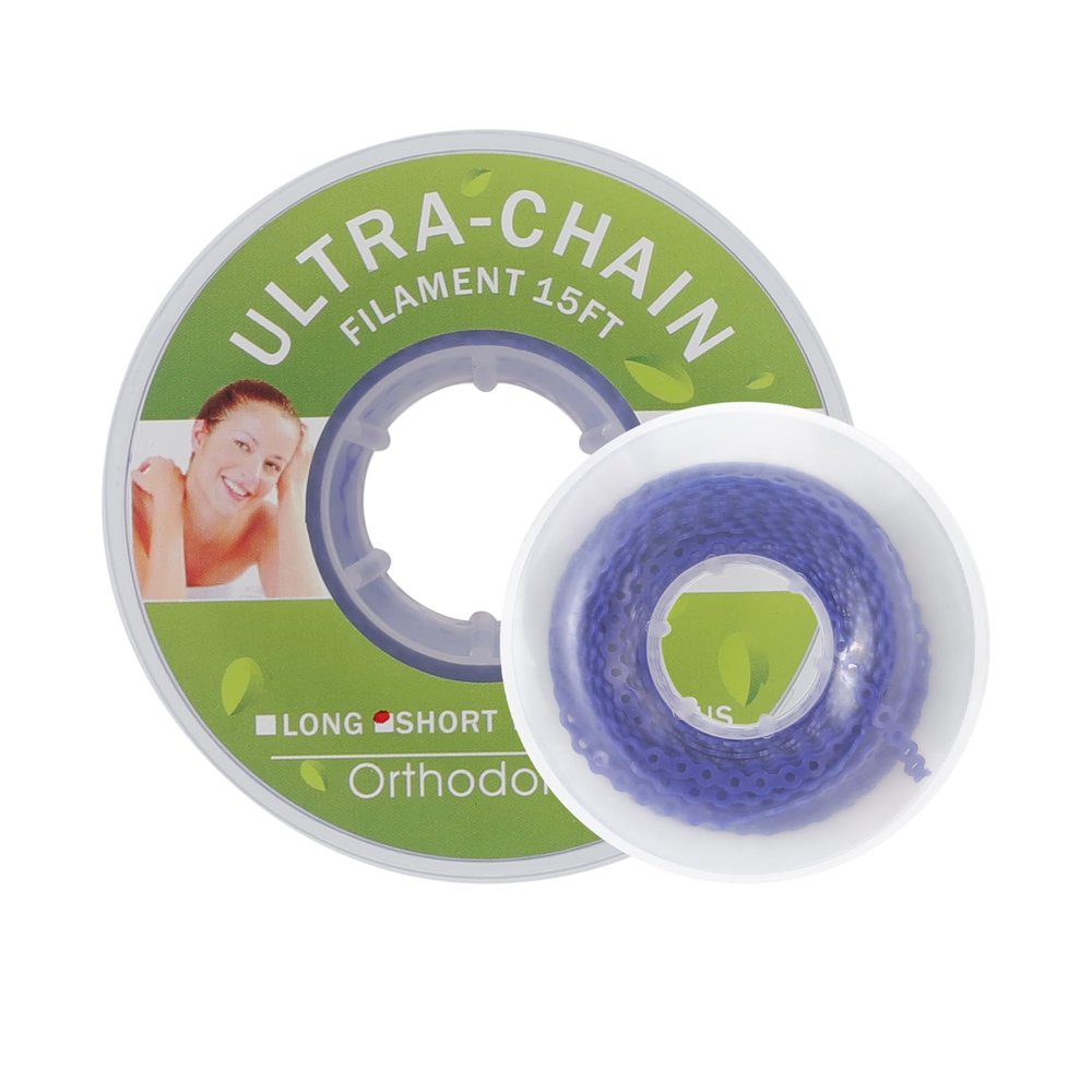 Colourful Dental Orthodontic Elastic Rubber Band Power Chain for Braces Short Long Continuous Sizes Orthodontic Treatment 1 pc (Open, Violet)