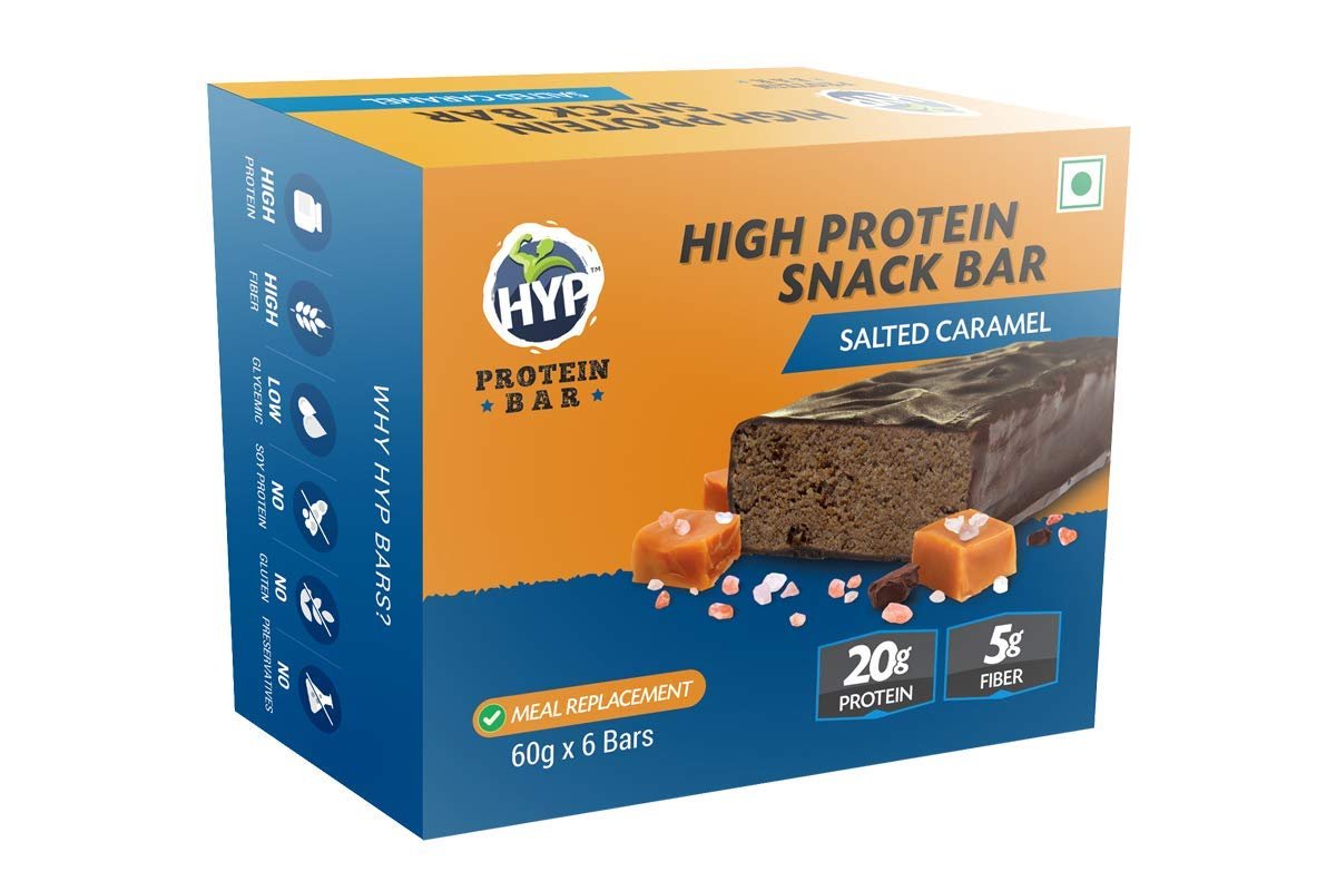 HYP - Whey Protein Bar, Salted Caramel (6x60g) | 20g Protein Per Bar | Packed With Whey Protein | Gluten Free Protein Bars | Protein Snacks with No Soy Protein