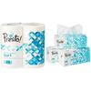 Amazon Brand - Presto! 3 Ply Toilet Paper - 4 Rolls (300 Sheets Per Roll) & 2 Ply Facial Tissue Soft Pack - 200 Pulls (Pack of 3) view 1