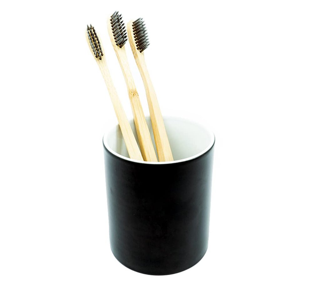 BAMBOO GREENS Adult Manual Toothbrush With Charcoal Infused Bristles-Pack Of (4) Toothbrushes