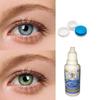 2 Pair Monthly Colored Contact Lenses Zero Power with 30 ml Solution (Green- Blue) view 1