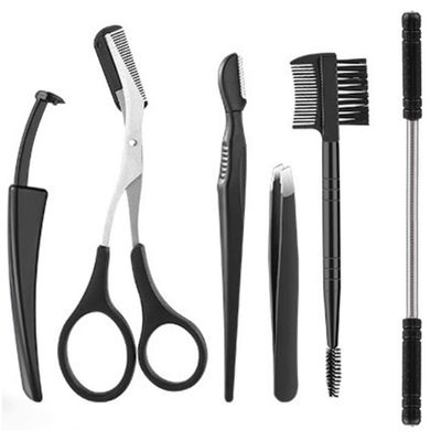 Coxeer Black Hair Remover Spring Creative Stainless Steel Threading Tool with 5 Eyebrow Tools for Women Girls