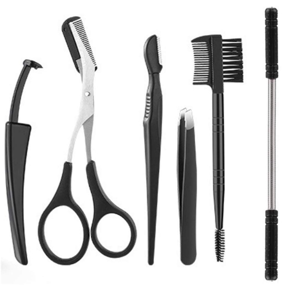 Coxeer Black Hair Remover Spring Creative Stainless Steel Threading Tool with 5 Eyebrow Tools for Women Girls
