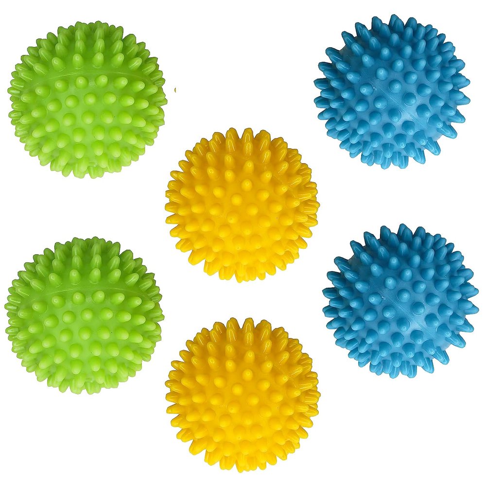 Dryer Balls Laundry Anti Static - 6 Pack Reusable Plastic Clothes Drying and Fluffing Fabric Softener Balls 3 inches Assorted Colors