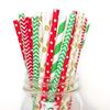 Pack of 150 Christmas Paper Straws in Red, Green and Gold. Holiday Straws, Vintage Party Supplies, Santa Red & Emerald Elf Green Straws view 2