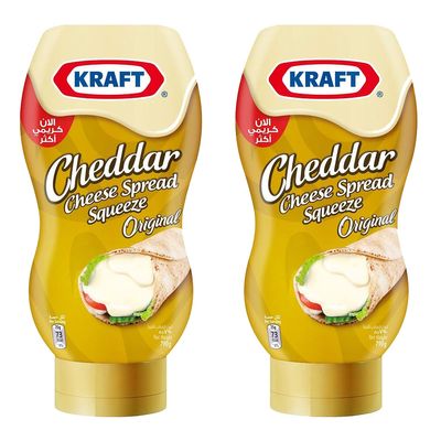 Kraft Cheddar Cheese Spread Squeeze Original, 440 grams, Pack of 2