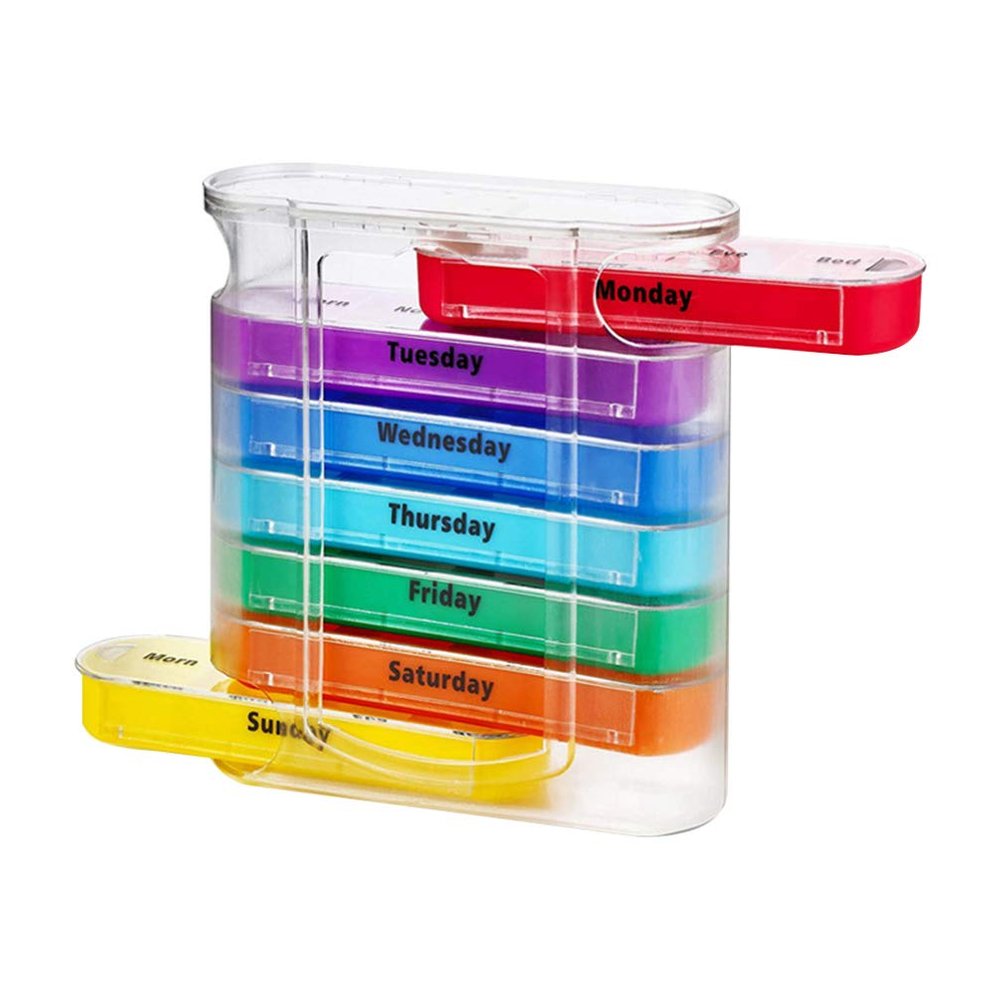 Daily Pill Organizer, Medication Organizer Pill Container Pill Box 7 Day Pill Dispenser 4 Times a Day for Vitamin/Fish Oils/Supplement