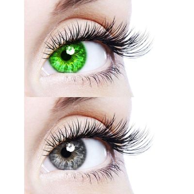 EYCOG 2 Pair Green, Grey Monthly Colored 0 Power Contact Lenses for Eyes Men and Women with Lens Case
