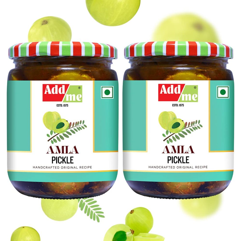 Add me Home Made Amla Pickle Seed less 1Kg Amla ka Achar 500gm + 500gm Glass Jar
