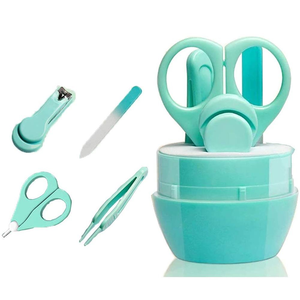 Emoly Baby Manicure Set, 4-in-1 Baby Grooming Kit, Premium Stainless Steel, Baby Nail Clippers, Scissor, File & Tweezer, Baby Nail Care Kit for Newborn, Infant & Toddler (Green)