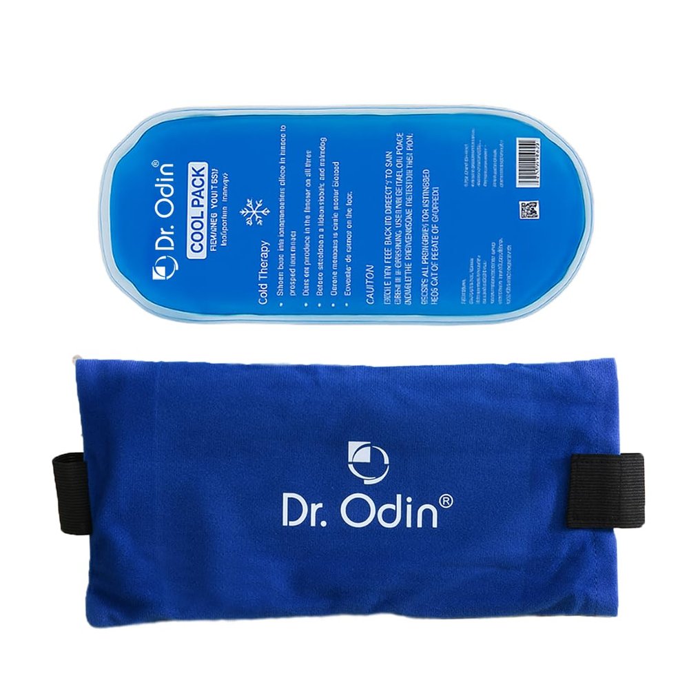 Dr. Odin Reusable Oval Cold Pack for Pain Relief with Washable Cotton Cover and Adjustable, Icepack