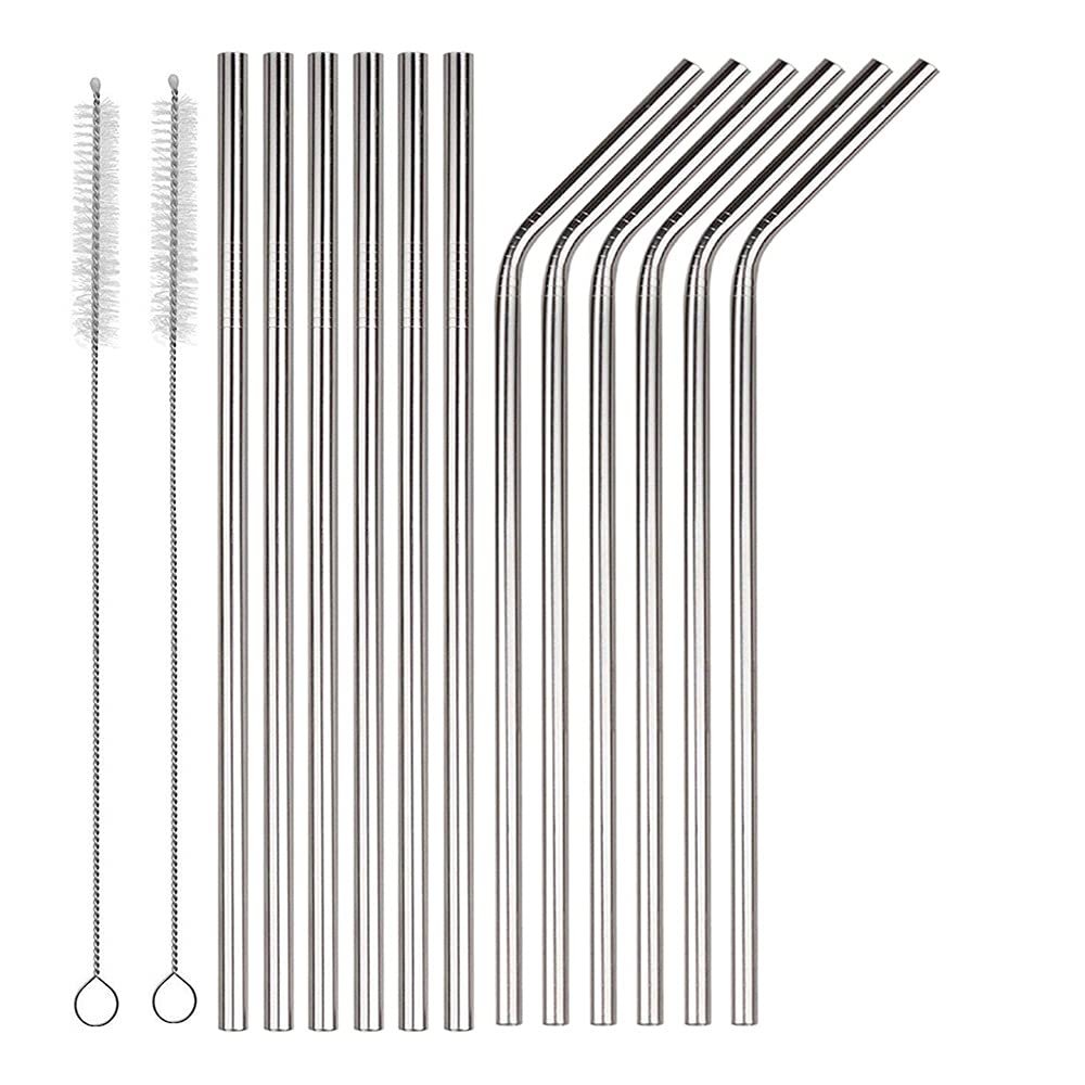 ECO365 Stainless Steel Straw with Cleaning Brush(6 Bent + 6 Straight)