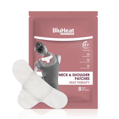 BluHeat Large Neck & Shoulder Pain Relief Patches (Pack of 4), Safe and Natural Heat Therapy, Long Lasting