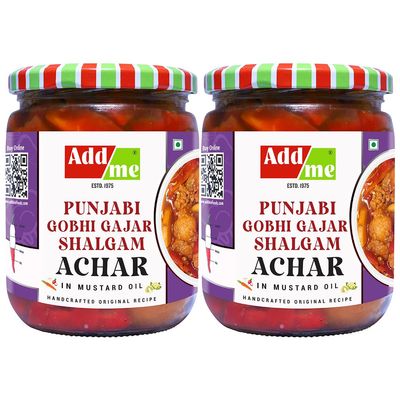 Add me Sweet Mixed Pickle of Gobhi gajar Shalgam Pickles 1.2kg Punjabi Pickles. Sweet & Sour Mix achar of Carrot, Turnip & Cauliflower with Onion & Garlic 2 x 600gm achaar