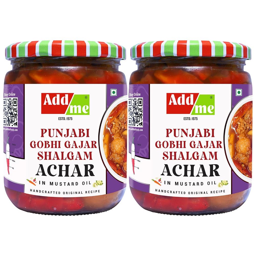 Add me Sweet Mixed Pickle of Gobhi gajar Shalgam Pickles 1.2kg Punjabi Pickles. Sweet & Sour Mix achar of Carrot, Turnip & Cauliflower with Onion & Garlic 2 x 600gm achaar