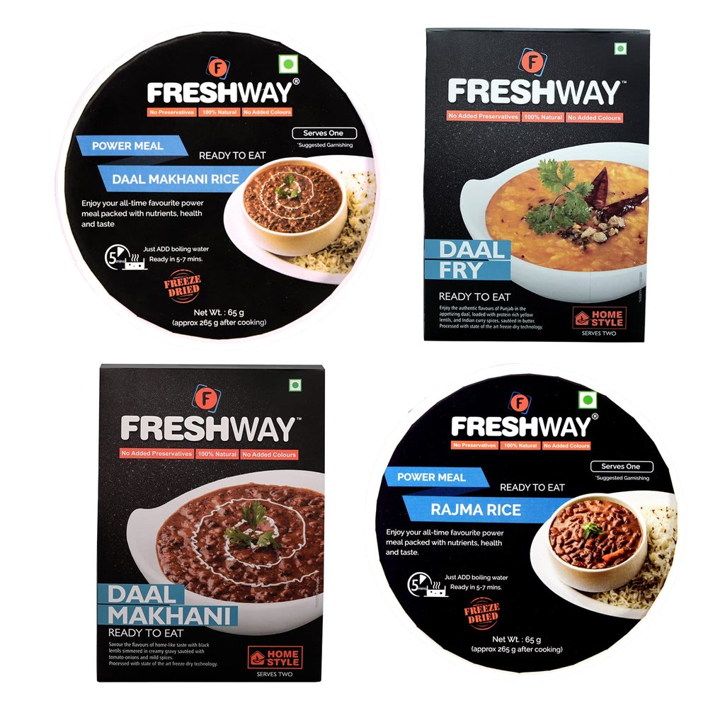 Freshway Ready To Eat Combo (Daal Makhani Rice, Daal Fry, Rajama Rice, Daal Makhani)
