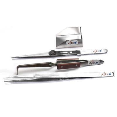 ATAR SET of TWEEZERS With Scoop, Slide Lock, Grip Cross Lock 90 Degree, | JEWELRY SOLDERING TWEEZER | SPECIAL SHAPES, SLIDE LOCK & OTHER TWEEZERS.