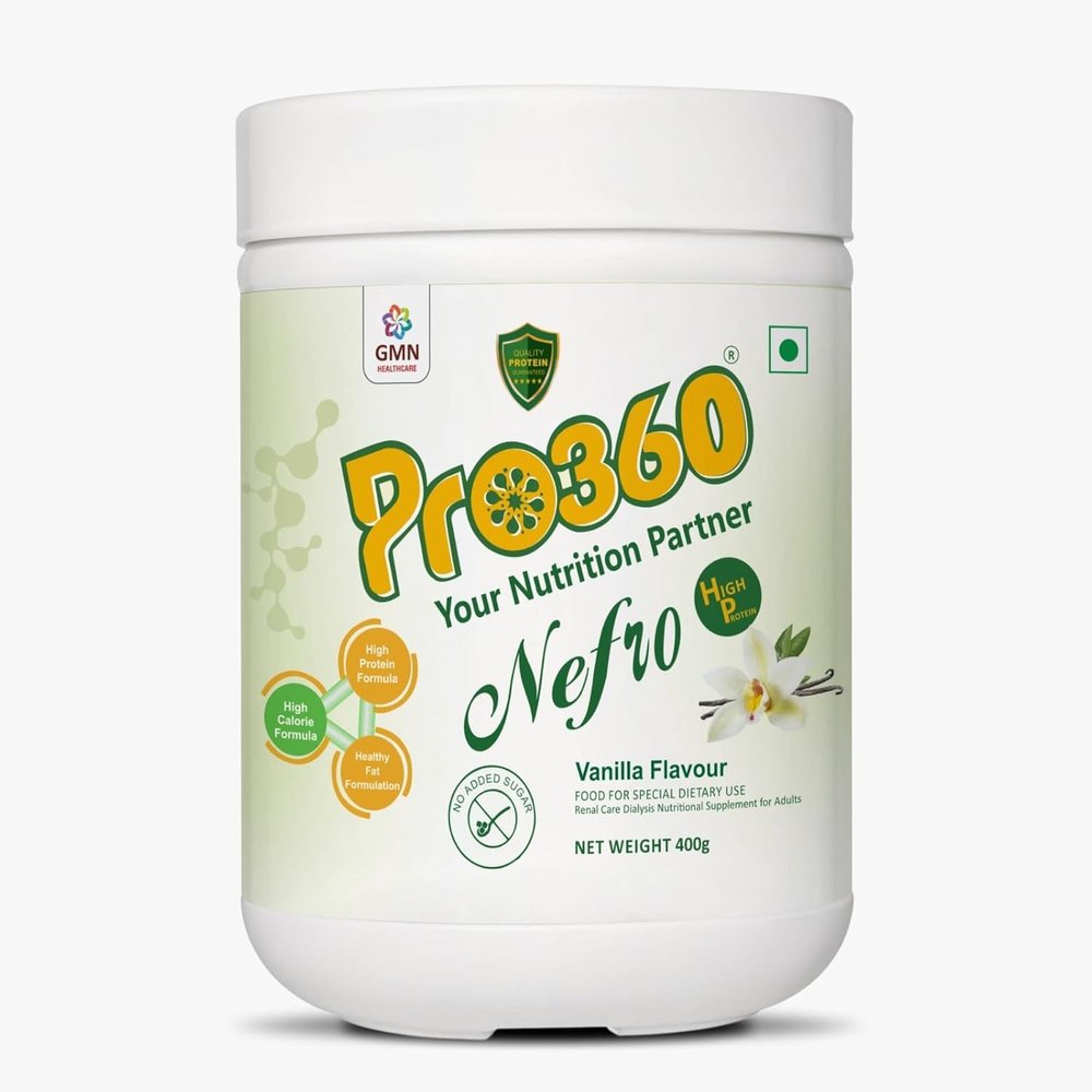 Pro360 Nefro HP Powder Vanilla Flavour, 400g High Protein Dialysis Care Nutritional Supplement for Renal Support Vanilla Protein Powder with L-Taurine, L-Carnitine & Essential Nutrients