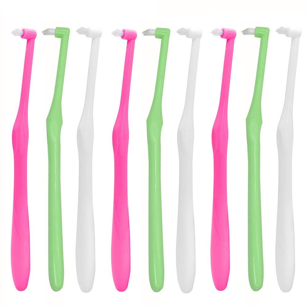 9 Pieces Interspace Toothbrush,Angzhili End Tuft Orthodontic Toothbrush Tapered Orthodontic Brush for Hard to Reach Areas,Gap Toothbrush for Orthodontic Braces Bridges and Implants