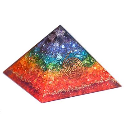Orgoniteshop Chakra Onyx Energy Orgone Pyramid for Healing Meditation Orgonite Pyramids/Crystal Chakra Vastu Pyramid Chakra Rainbow Pyramid Reiki Healing - Pooja Articles