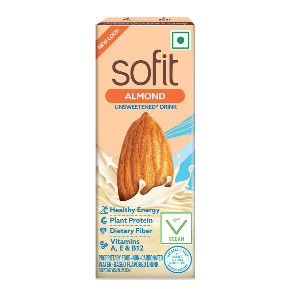 Hershey's Sofit Almond Drink Unsweetend, 200Ml (Pack of 3) Vegan Drink