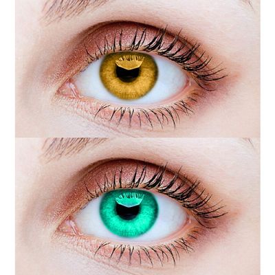 EYCOG 2 Pair Hazel Sea Blue Monthly Colored 0 Power Contact Lenses for Eyes Men and Women with Lens Case