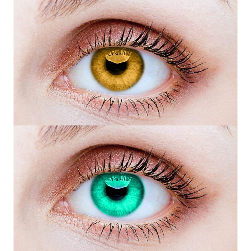 EYCOG 2 Pair Hazel Sea Blue Monthly Colored 0 Power Contact Lenses for Eyes Men and Women with Lens Case