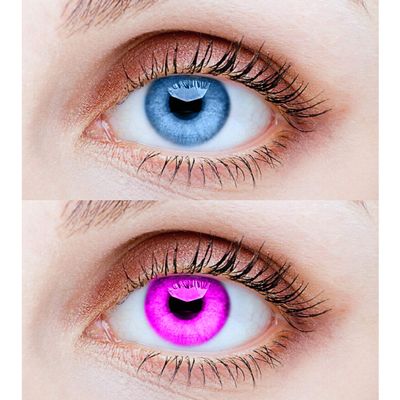 EYCOG 2 Pair Aqua Violet Monthly Colored 0 Power Contact Lenses for Eyes Men and Women with Lens Case