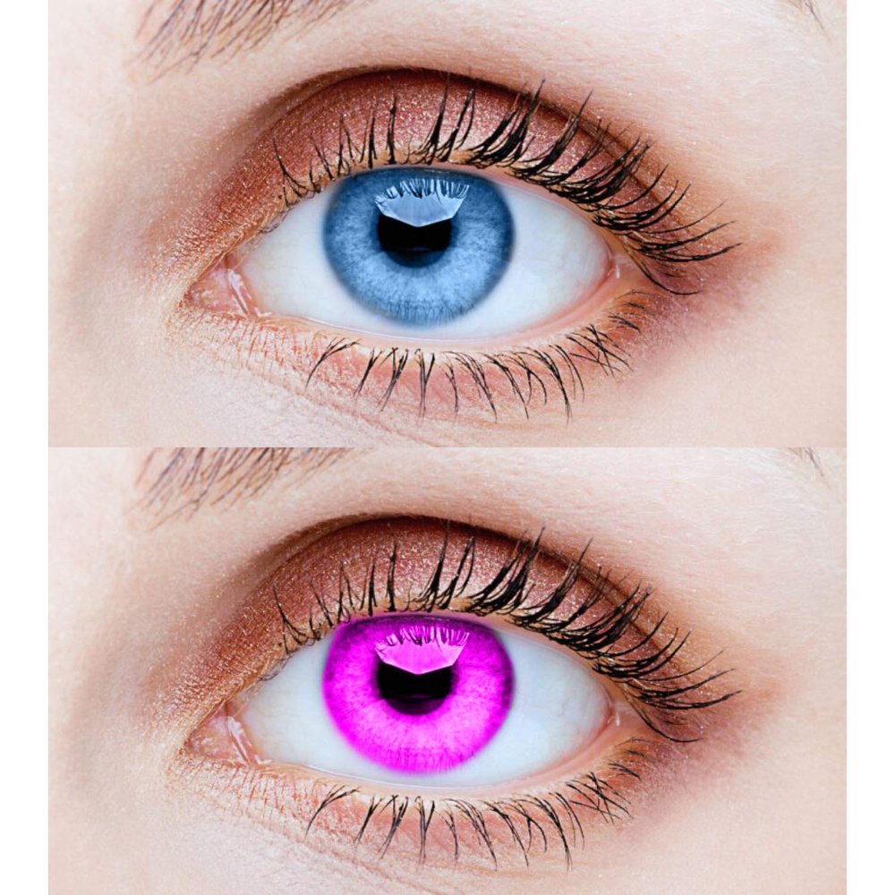 EYCOG 2 Pair Aqua Violet Monthly Colored 0 Power Contact Lenses for Eyes Men and Women with Lens Case