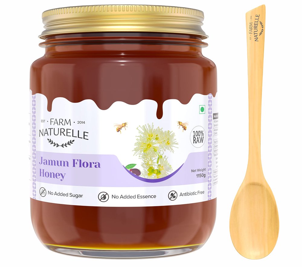 Farm Naturelle Raw Immunity Herbs Honey 1200g | Glass Bottle | 100% Pure Unprocessed & Natural Honey | Ayurvedic & Rich in Vitamins and Minerals | Helps Boost Immunity