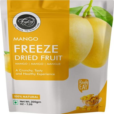 FzyEzy Healthy Premium Freeze-Dried Mango Fruit Chunks | Pantry Groceries Dehydrated Perfect for Healthy Snacking, Candy, Baking, Smoothie, Juice, Cake, Ice cream, Cereal | Promotes Good Digestive Health | Ideal Slices for Kids & Adults (Mango Chunks