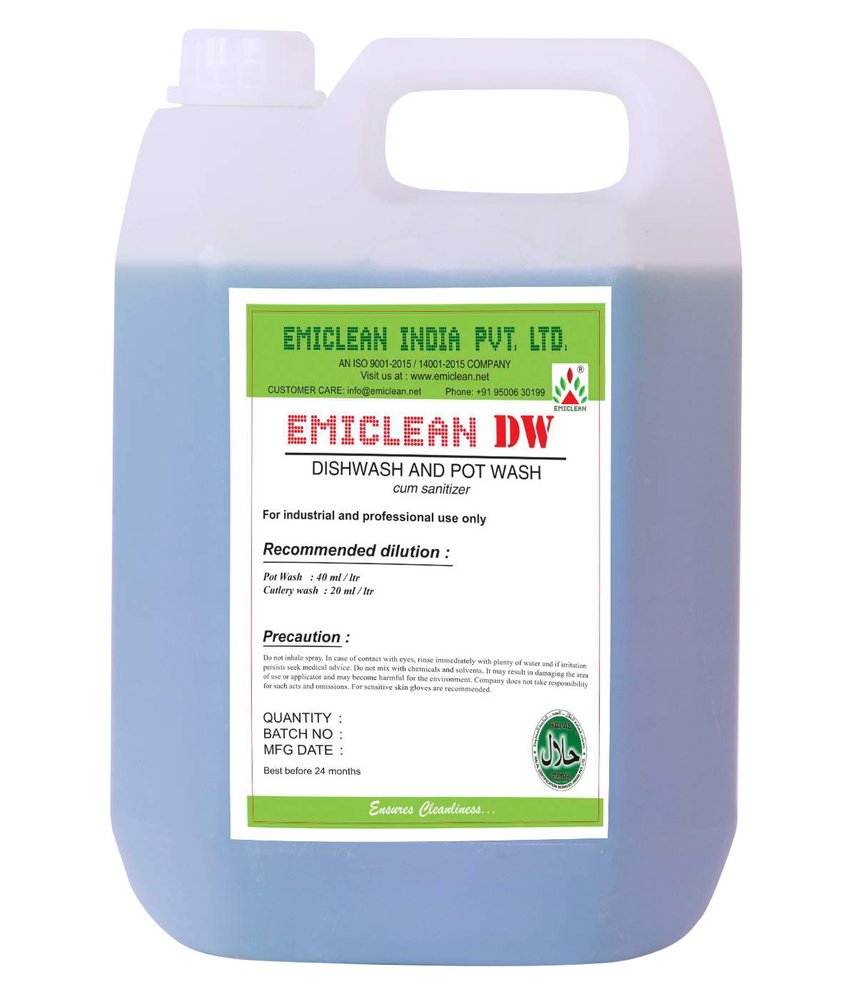 EMICLEAN DW Conc. Dish Wash Liquid Eco Friendly/Biodegradable/Human skin Friendly (5ltrs) Makes 125Ltrs
