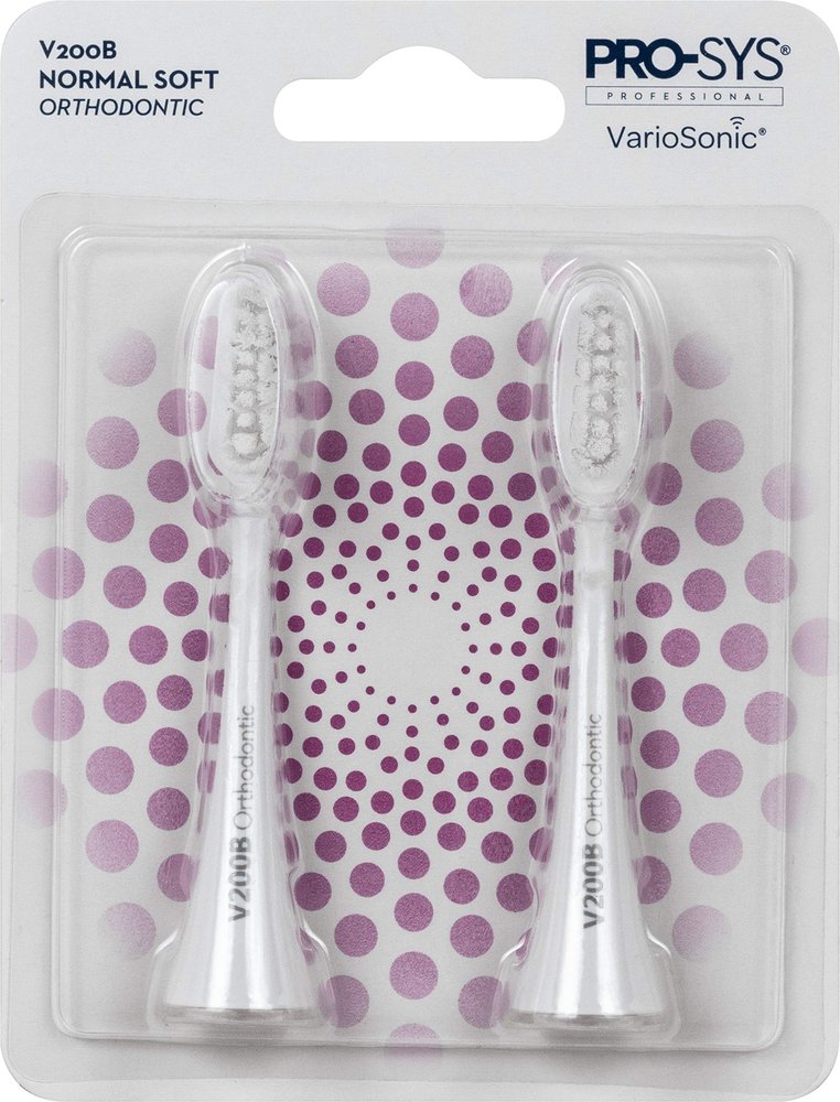 PRO-SYS VarioSonic V200B Normal Soft Orthodontic Replacement Heads, Pack of 2. Also fits BURST brush!