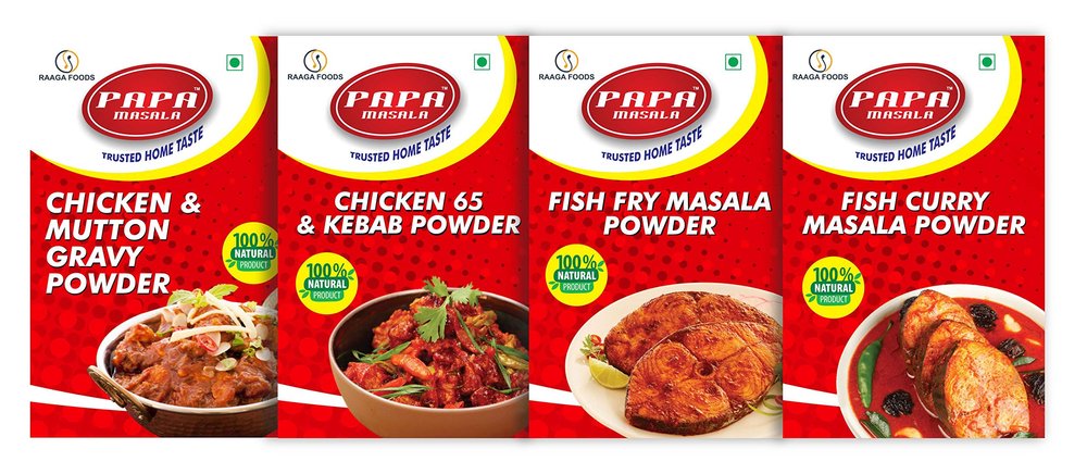 Papa Masala Non-Veg Combo, Pack of 4, Chicken Mutton Gravy & kabab, Fish Curry and Fry