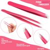 12 Pieces Eyebrow Tweezers Stainless Steel Slant Tip Tweezers Facial Hair Eyebrow Precision Tweezers for Men and Women (Rose Red) view 3