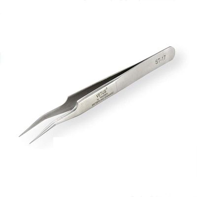 Vetus Tweezer Professional Tweezers Tool ST-17 Non-magnetic Stainless Steel Curved Slant Tip Eyelash Eyebrow Tool