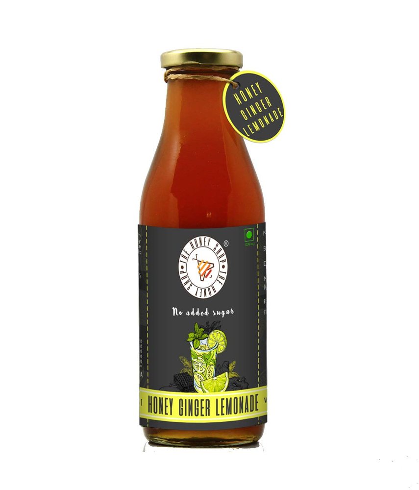 The Honey Shop Honey Ginger Lemonade Concentrate 700ml | 100% Natural Drink with Raw Honey, Ginger & Lemon Extract | No Added Sugar, Preservatives or Artificial Colors | Healthy Refreshing Beverage