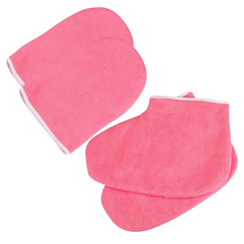 Beaupretty Paraffin Wax Bath Terry Cloth Gloves and Booties,Wax Bath Hand Treatment Mitts Foot Spa Cover for Women Ladies